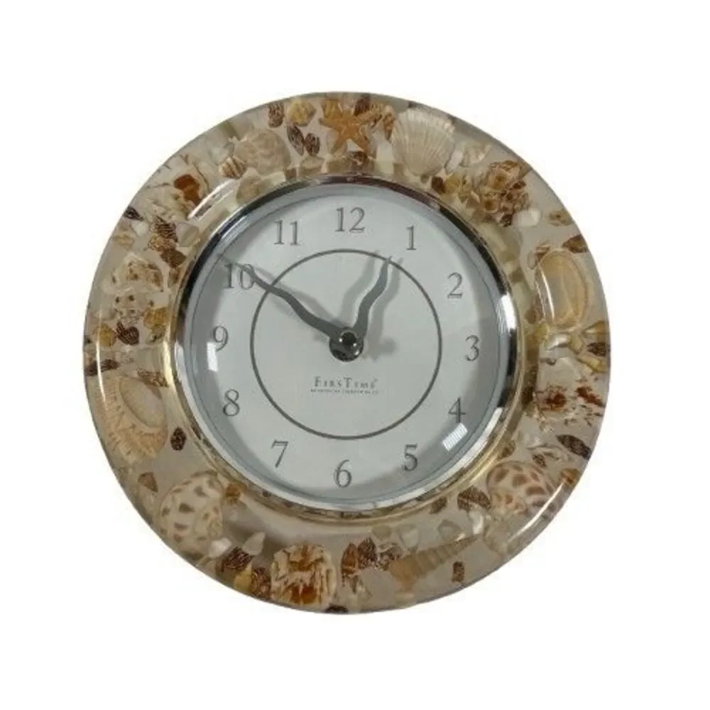 Vintage Sands of Time Lucite Wall Clock Sea Shell Seashell Seaside Beach House